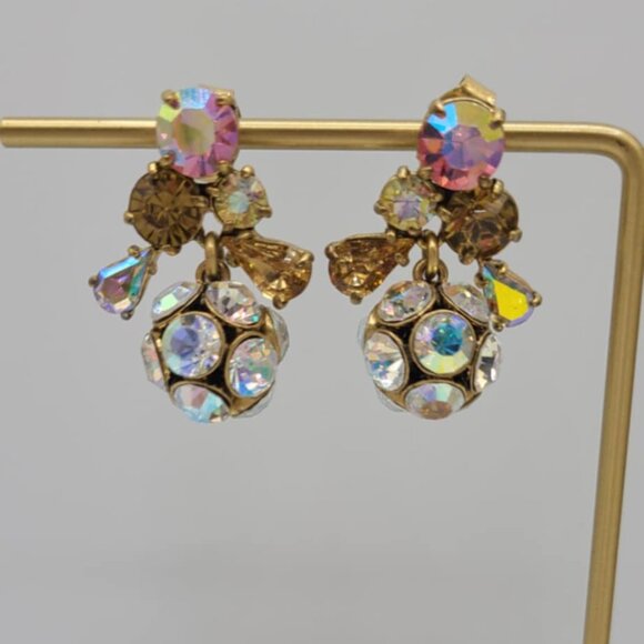 J Crew Gold Tone AB Crystal Ball Earrings - Picture 4 of 7